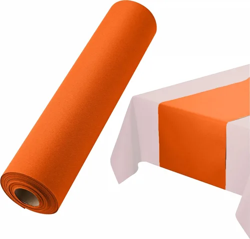 Vista 15 de Camino de mesa desechable para mesa de comedor, 16 pulgadas, paquete de 20 caminos de mesa de papel rosa similar al lino para fiestas, bodas