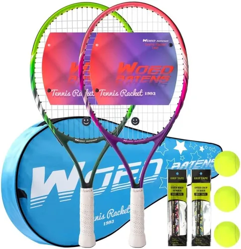 Vista 10 de Raqueta de tenis para niños de 19 pulgadas, 23 pulgadas, 25 pulgadas, raqueta de tenis para jóvenes/jóvenes, con bolsa de transporte, overgrips