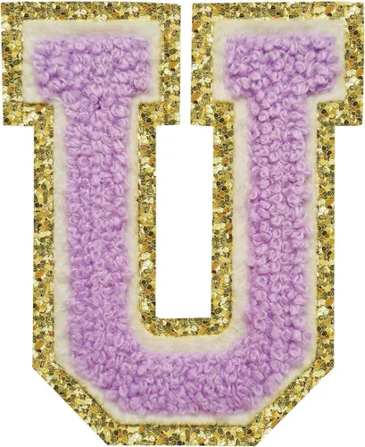 Vista 54 de 3Pcs Letter Patches Varsity Glitters Chenille,SPRT Iron on Blue Letter Patch,Alphabet Cloth Patch for Team Costume Decoration 3.1in Height S