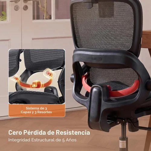 Vista 4 de SIHOO Silla de oficina B100, cómoda silla de oficina ergonómica, silla de computadora con soporte lumbar adaptable y reposacabezas ancho Negro
