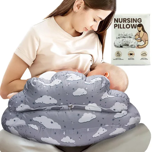 Vista 13 de Almohada de Lactancia PILLANI para Amamantar, Almohada de Pecho con Barrera de Seguridad para Mayor Comodidad, Registro de Bebé, Funda de Algodón