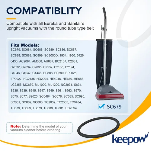 Vista 2 de KEEPOW Piezas de aspiradora compatibles con aspiradora redonda Sanitaire, paquete de 10 correas de repuesto para aspiradora vertical Eureka, correa