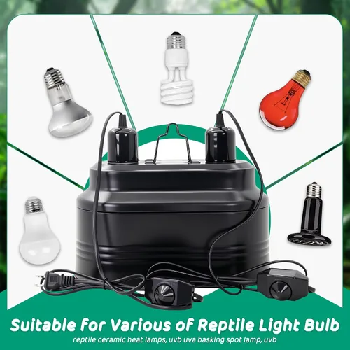 Vista 4 de Lámpara de cúpula profunda de reptil doble con ajuste de temperatura, doble tapa profunda diseño de integración combinada lámpara de iluminación