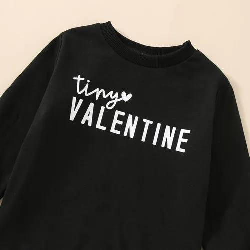 Vista 5 de JLKGICF Traje de San Valentín para bebé y niña pequeña, sudadera con estampado de letras, cuello redondo, ropa de San Valentín