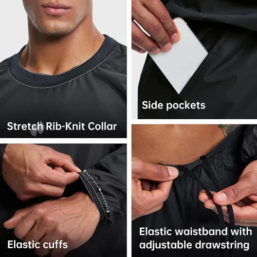 Vista 4 de HOTSUIT Traje de sauna para hombre, traje de sudor, chaqueta de entrenamiento duradera para gimnasio