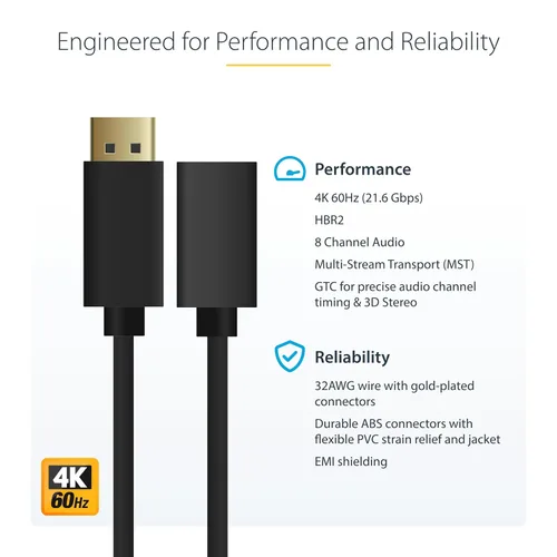 Vista 3 de StarTech Cable DisplayPort a Mini DisplayPort de 3 pies (3.3 ft), video 4K UHD, adaptador DP a mDP (no compatible con Thunderbolt)