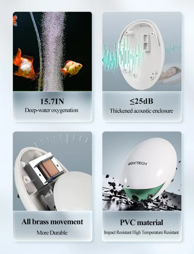 Vista 4 de Boxtech - Kit de bomba de aire para acuario de 1,7 W, bomba de oxígeno para pecera