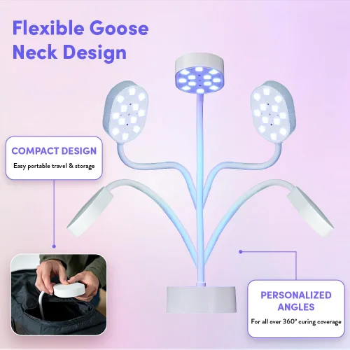 Vista 4 de Éclat Lámpara de curado flash para esmalte de uñas de gel de 36 W, recargable con mini luz LED, secadora de uñas inalámbrica con 4 temporizadores