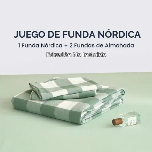 Vista 2 de Wake In Cloud - Juego de funda de edredón de algodón gingham, a cuadros de búfalo a cuadros granja, juego de ropa de cama de percal texturizado 100%