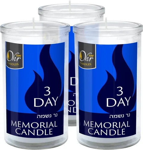 Vista 6 de Ohr Yahrzeit Memorial Candles - Velas Yahrzeit de 3 días en vaso de vidrio, 1 paquete