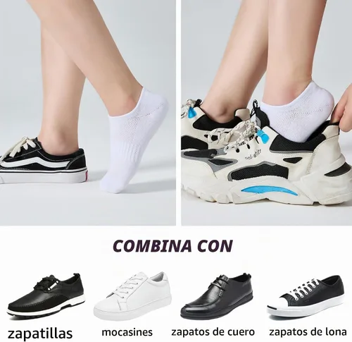 Vista 6 de ATBITER 12 pares de calcetines invisibles para mujer, tobillo bajo 12 pares-6blanco+6negro