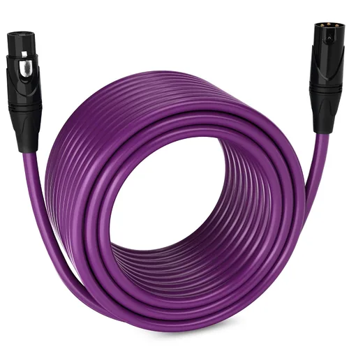 Vista 136 de LyxPro Cable de micrófono XLR hembra a macho de ángulo recto de 3 pines de 1.5 pies para altavoces amplificados, interfaz de audio, rendimiento