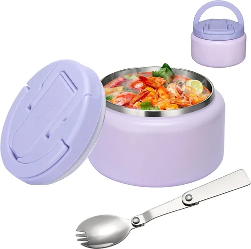 Vista 14 de BABHAMNESS Termo de sopa de 13.5 onzas para comida caliente para niños, recipiente aislado al vacío con tapa de hebilla, boca ancha, a prueba