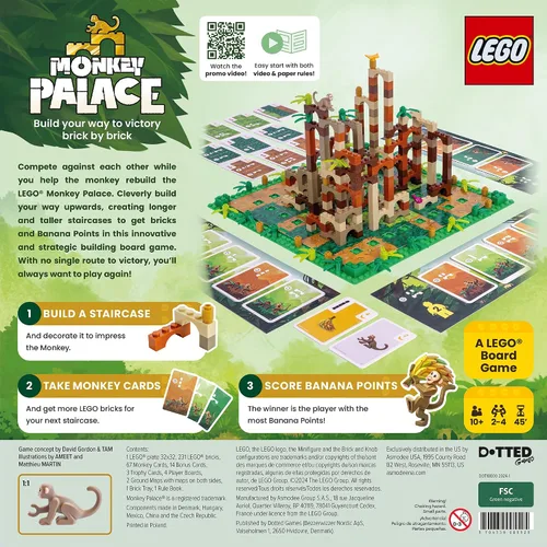 Vista 2 de Dotted Games Monkey Palace: Un Juego de Mesa de Lego - ¡Construye Tu Camino a la Victoria Ladrillo por Ladrillo! Divertido Juego Familiar