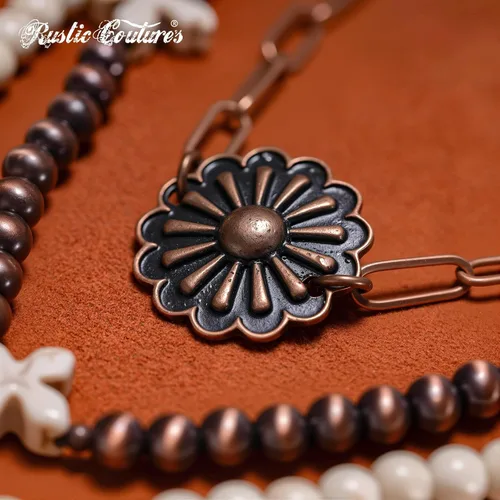 Vista 5 de Rustic Couture's Western Collar para mujer, vaquera, vintage, turquesa, joyería de campo