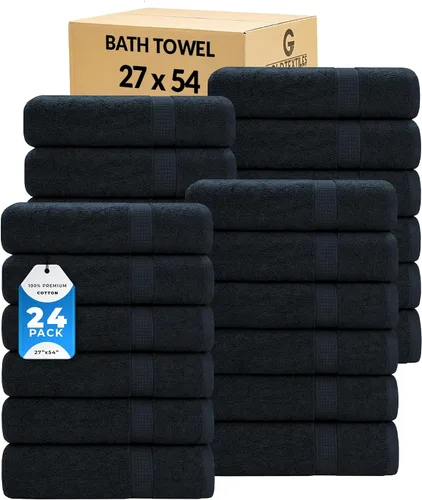 Vista 22 de GOLD TEXTILES Juego de 24 toallas de baño negras de alta absorción, multiusos, secado rápido, para piscina, gimnasio, hotel, spa