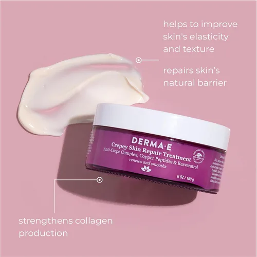 Vista 2 de DERMA E Crepey Skin Repair Treatment - Loción hidratante restauradora - Crema corporal para piel seca crepey - Crema reafirmante que mejora