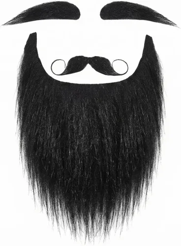 Vista 8 de Mustaches Fake Facial Hair Set, Beard, Eyebrows, Self-Adhesive Negro