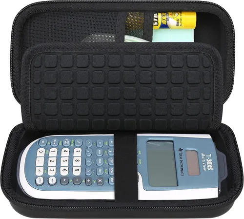 Vista 11 de Canboc Funda de transporte para calculadora científica Texas Instruments TI-30XS/TI-36X Pro MultiView, bolsa de malla para cable, baterías, Negro