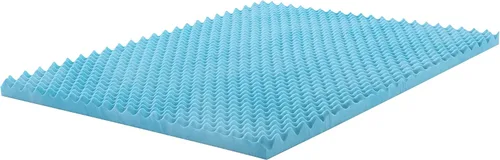 Vista 2 de Spring Coil, Toppers de espuma viscoelástica de gel contorneado de 1 pulgada para mayor comodidad y apoyo, individual, azul
