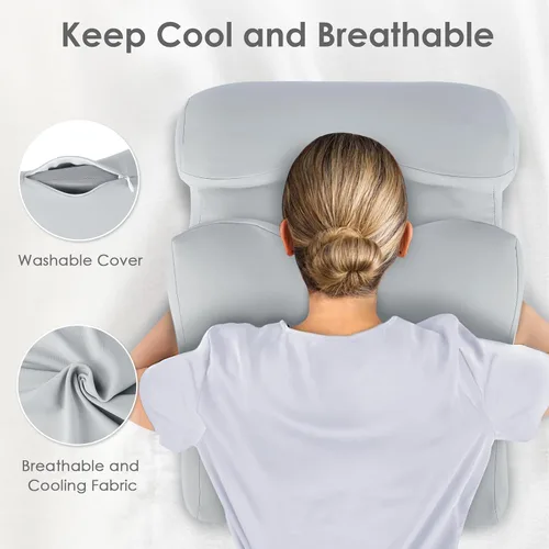 Vista 5 de Comfitech Almohada propensa de masaje boca abajo con mayor espacio de flujo de aire para dormir, dormir boca abajo con espuma viscoelástica y funda