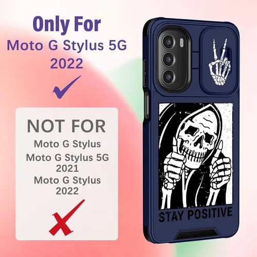 Vista 2 de Funermei Funda para Moto G Stylus 5G 2022, funda para teléfono con diseño de calavera de esqueleto para mujeres y niñas, diseño gótico, Como
