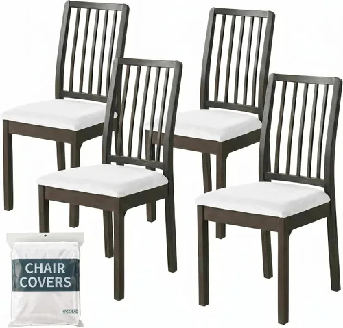 Vista 14 de Deisy Dee Fundas de asiento de terciopelo para sillas de comedor, juego de fundas para sillas de comedor (4, azul bebé)