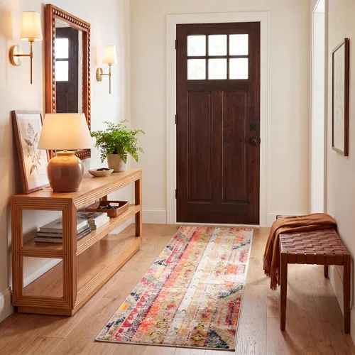 Vista 21 de SAFAVIEH Madison Collection - Alfombra decorativa de 2 pies 2 pulgadas x 4 pies, verde y naranja, diseño tribal envejecido, no desprende pelusa