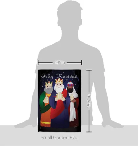 Vista 7 de Bandera de jardín de Feliz Navidad, decoración de pared para tres reyes, tapiz religioso para la temporada de la santa familia, letrero de puerta