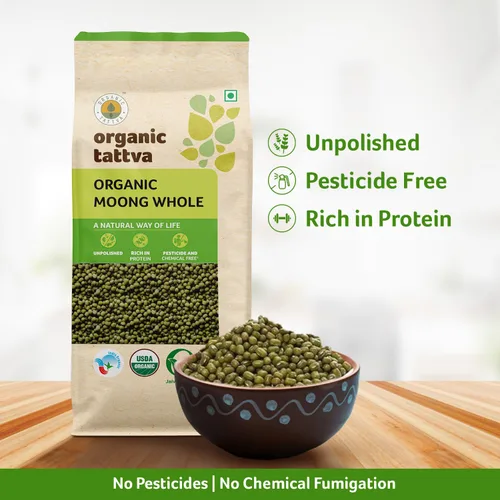 Vista 6 de Organic Tattva Frijoles Mung, Gramo Verde Entero, 2.2 lbs Certificado por USDA