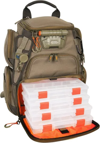 Vista 4 de Wild River by CLC WT3503 mochila de pesca liviana y compacta con 4 bandejas PT3500 transparentes, resistente al agua y con compartimiento
