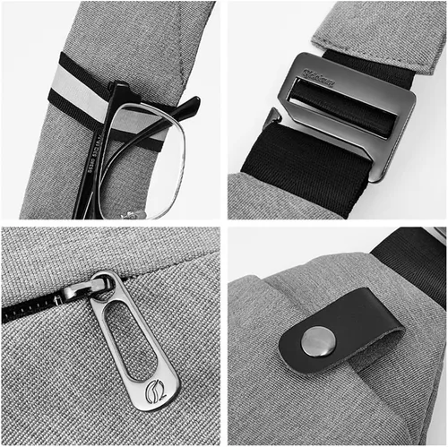 Vista 4 de chinatera Bandoleras antirrobo, bolsa de bolsillo personal para hombres y mujeres, mochila de viaje casual, Negro