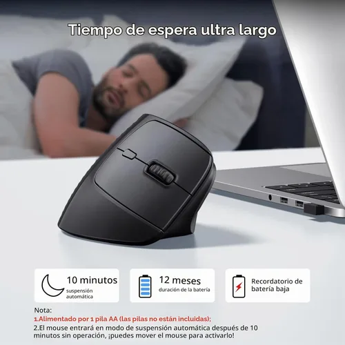 Vista 6 de UGREEN Ratón ergonómico vertical inalámbrico de 2.4G, DPI ajustable