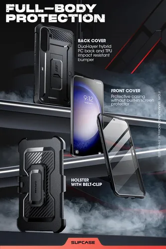 Vista 4 de SUPCASE Funda para Samsung Galaxy S23 FE con soporte y clip para cinturón, [Unicorn Beetle Pro] [Protector de pantalla integrado]