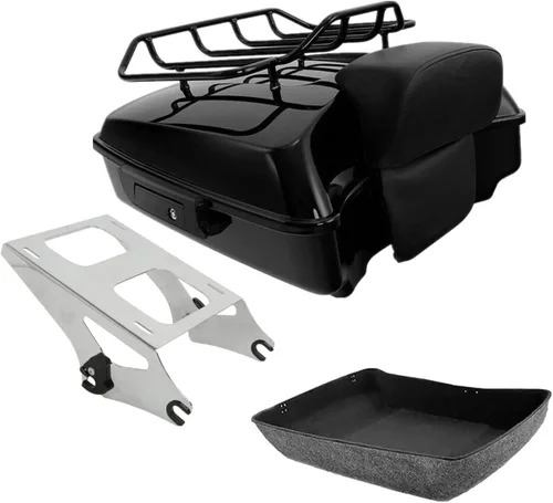 Vista 8 de TCMT Pestillos Negros de 10.7" para Maletero Cortado, Almohadilla de Respaldo, Luz Trasera LED con Señal de Giro Compatible con Harley Touring