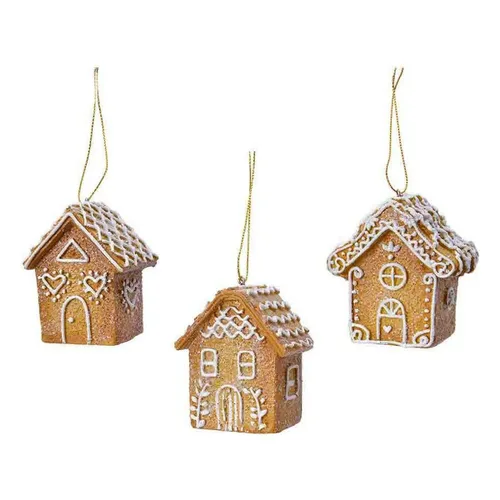 Vista 2 de Adorno Navideño Árbol de Navidad Poliresina Ø 7 cm Jengibre Casita