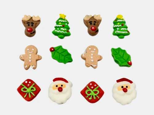 Vista 2 de Sentovac 12 piezas decoraciones comestibles para pasteles de Navidad (2 Papá Noel) Chispitas para mezclar para Navidad Suministros para fiesta 3