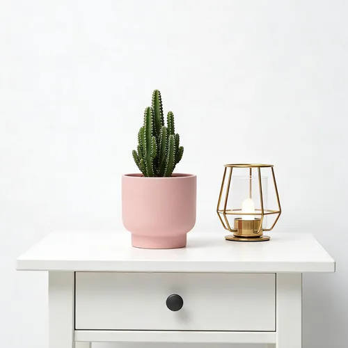 Vista 7 de LB 4.3 Inch Pink Ceramic Flower Plant Pot, Small Succulent Planters Rosa