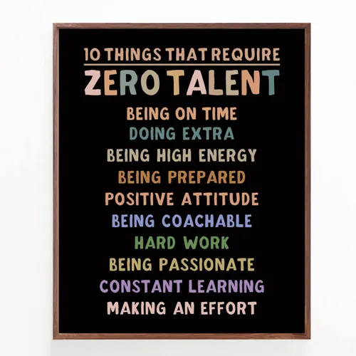 Vista 4 de 10 cosas que requieren cero talento para aula, póster motivacional para estudiantes, atletas y entrenadores, arte de pared de liderazgo inspirador