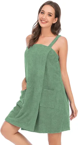 Vista 96 de Veseacky Toalla de baño para mujer con bolsillo, bata de spa ajustable y diadema facial