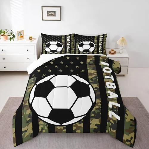 Vista 10 de Feelyou Juego de edredón de baloncesto para niñas y niños, juego de ropa de cama con juegos de pelota, decoración de habitación, regalo para amantes