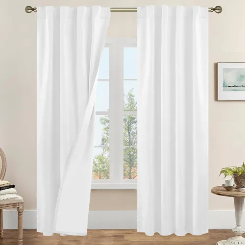 Vista 148 de LAMIT Cortinas opacas cortas de lino de 30 pulgadas para ventanas de cocina sobre el fregadero, cortinas de café texturizadas de lino marfil