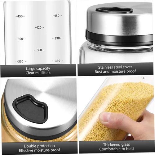 Vista 2 de Agitadores de acero inoxidable, tarros de condimentos de doble uso, fáciles de usar y limpiar para cocina y barbacoa (16.9 fl oz)