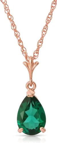 Vista 3 de Galaxy Gold GG Collar de oro rosa macizo de 14 quilates con forma de pera de 1,00 quilates de esmeralda auténtica de alto pulido, grado AAA