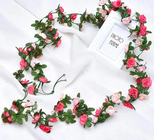 Vista 8 de Foraineam Paquete de 10 guirnaldas de rosas artificiales colgantes de 82 pies, rosas falsas, flores, plantas, hiedra, hogar, hotel, oficina, boda