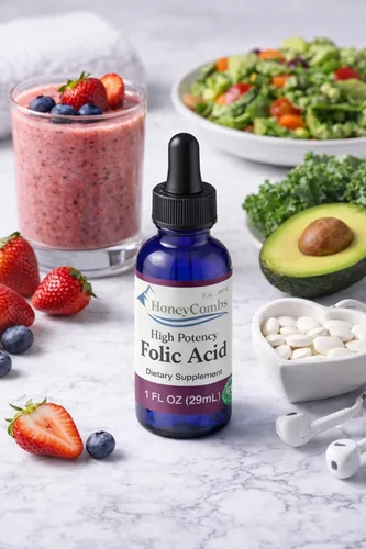 Vista 4 de Gotas de vitamina B9 (ácido fólico) – Gotas de folato líquido de vitamina B para apoyar las células sanguíneas, la función cerebral y el hígado