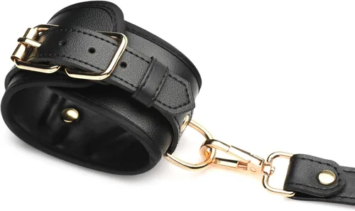 Vista 2 de STRICT Arnés Bondage negro con lazos para mujeres, hombres y parejas BDSM, sujetadores de cuero vegano para submarinos, mediano grande, negro