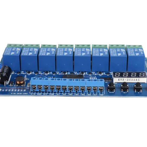 Vista 4 de Relé multifunción, 8-36V 8-Channel Multifunción Relé de Retardo de Tiempo Interfaz Módulo de Junta Optoacoplador LED