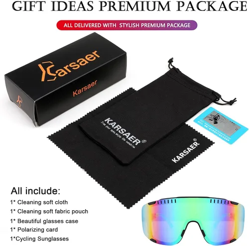 Vista 7 de Karsaer Vision - Gafas de sol deportivas para ciclismo, a prueba de viento, para MTB correr, playa, voleibol, béisbol, pantallas grandes de los años