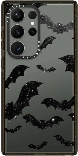 Vista 102 de CASETiFY Funda de impacto para Galaxy S22+ - Adhesivo Aries Moross, color negro transparente